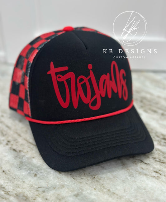 Trojans Checkered Trucker Hat
