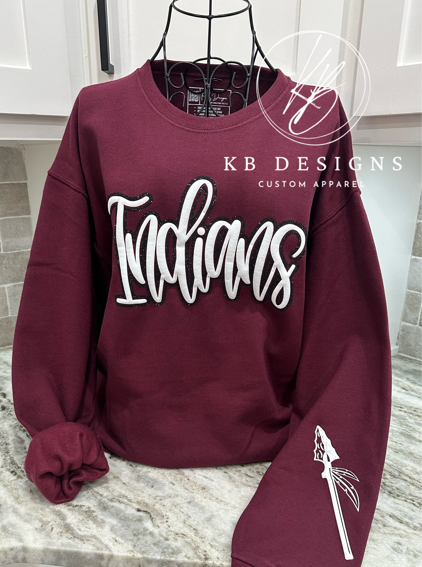 Indians Cursive Mascot Glitter & Puff Apparel