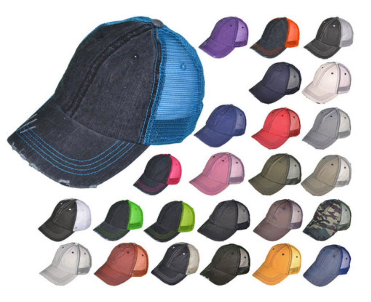 Baseball/Softball Seam Distressed Twill Glitter Hat