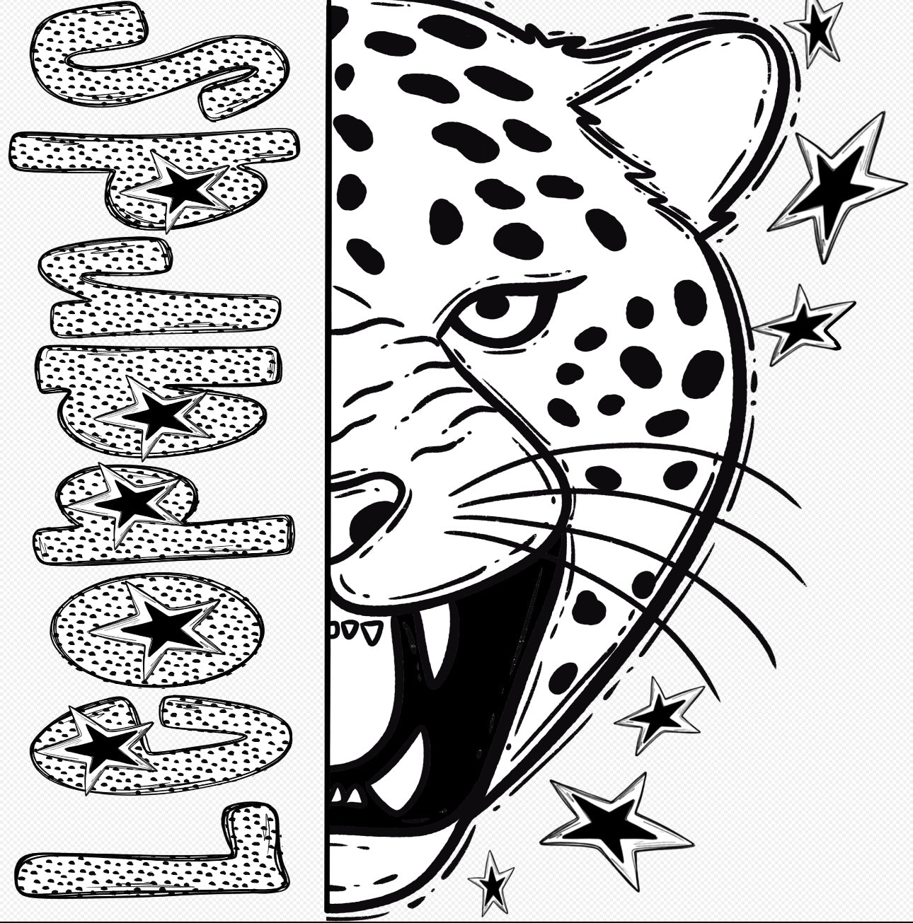 Bulldogs Half Face Black & White Mascot Tee