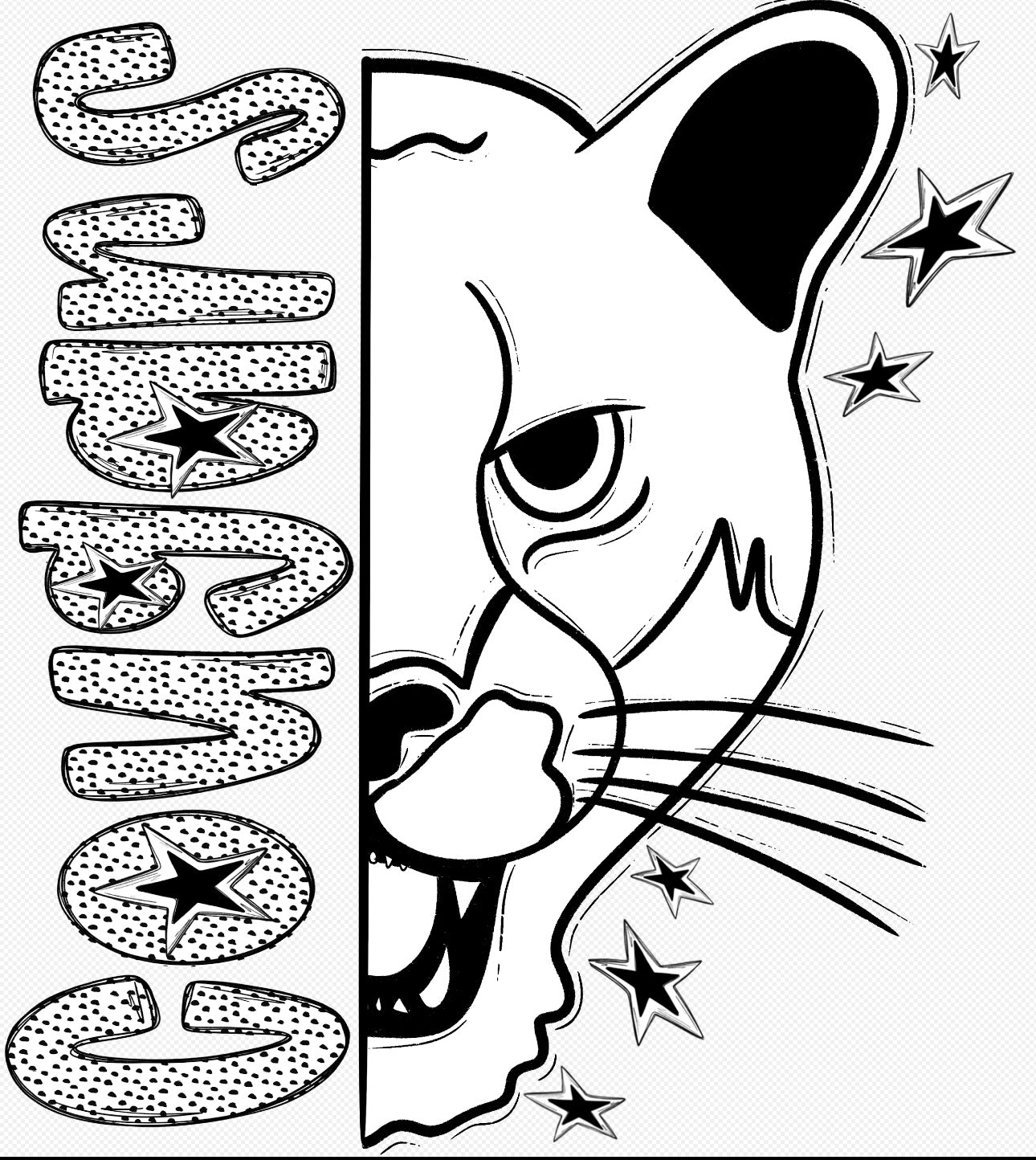 Bulldogs Half Face Black & White Mascot Tee