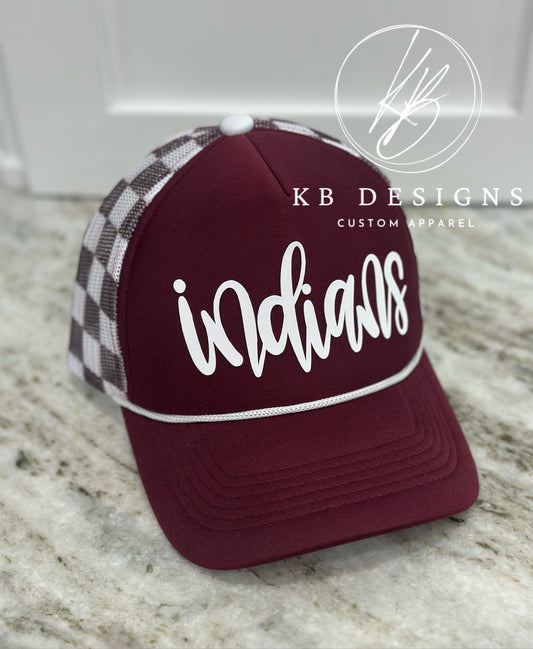 Riesel Indians Checkered Trucker Hat