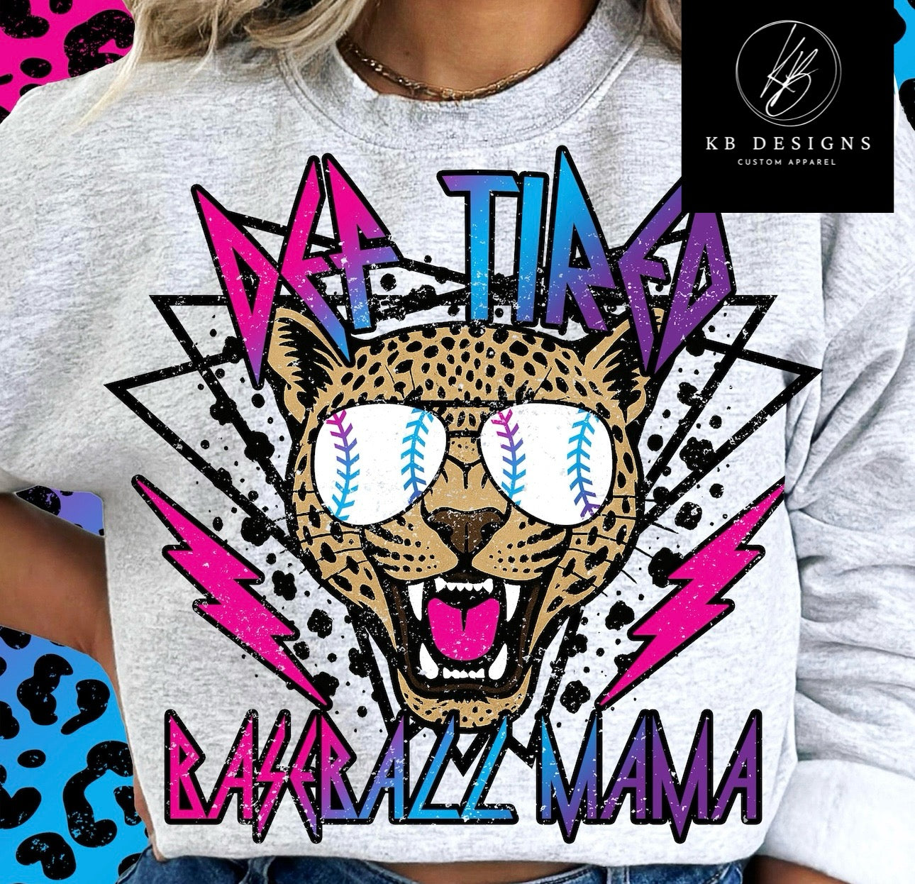 Rainbow DEF Tired Baseball Mama