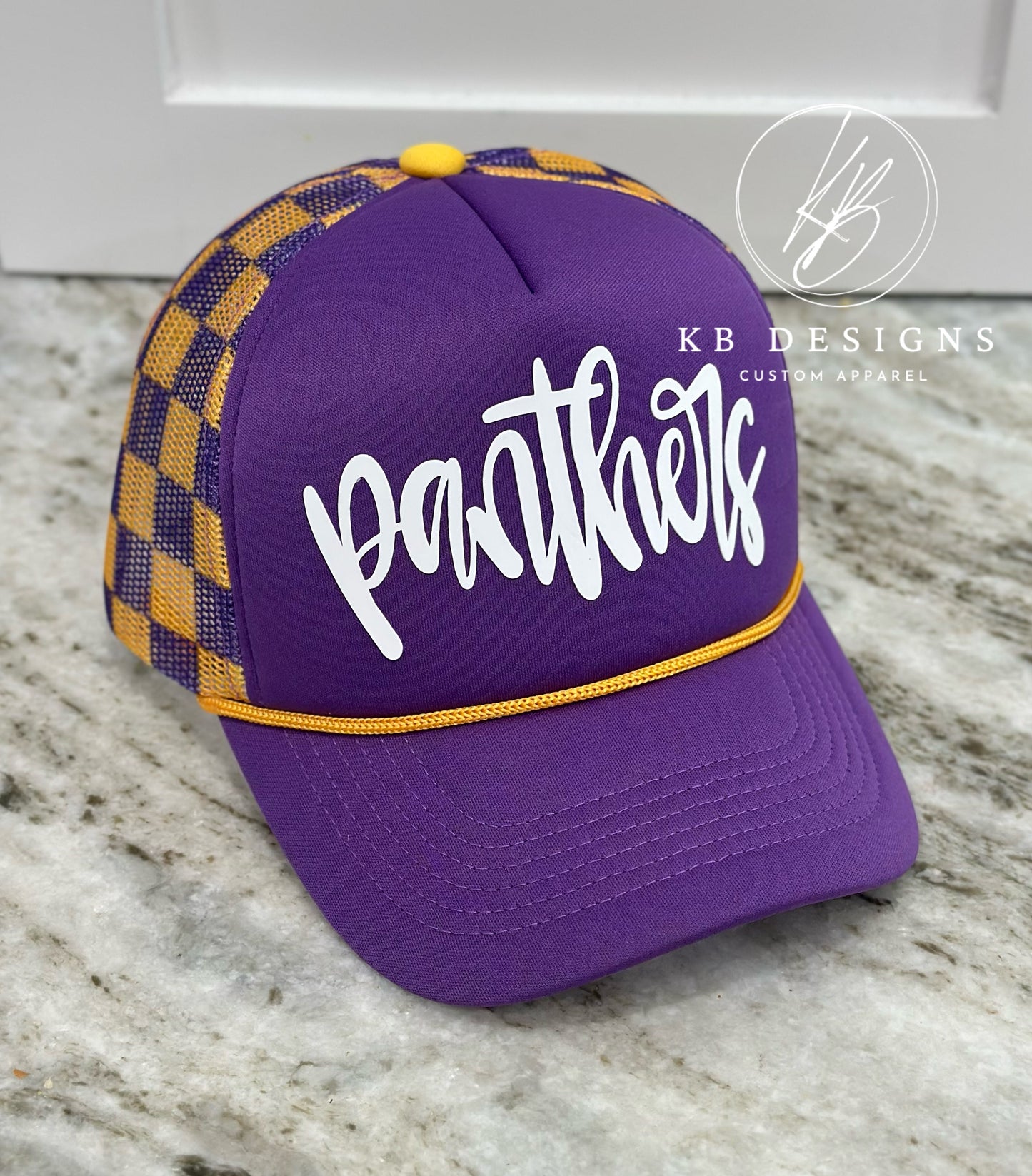 Panthers Checkered Trucker Hat