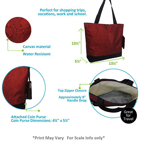 Custom Glitter Canvas Tote Bag