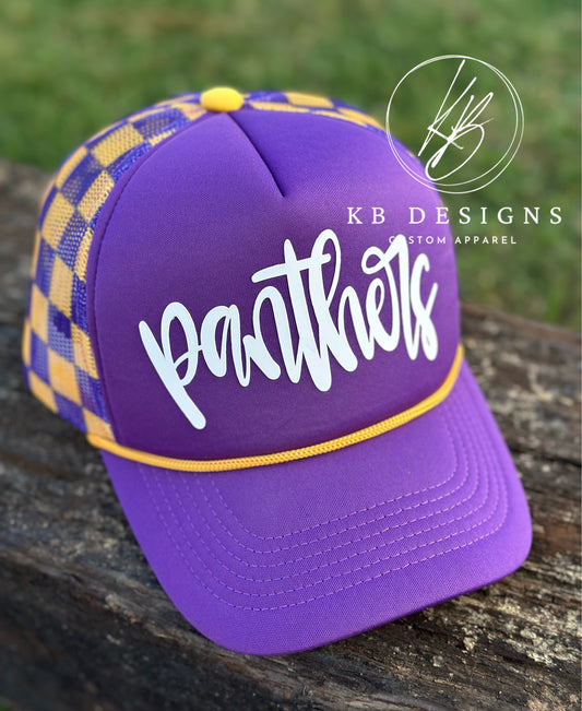 Panthers Checkered Trucker Hat