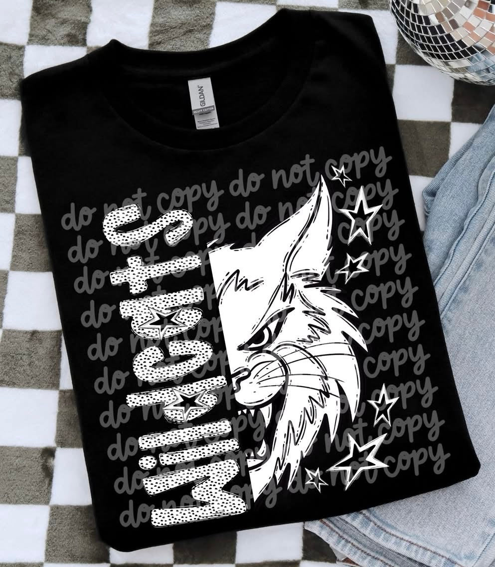 Bulldogs Half Face Black & White Mascot Tee