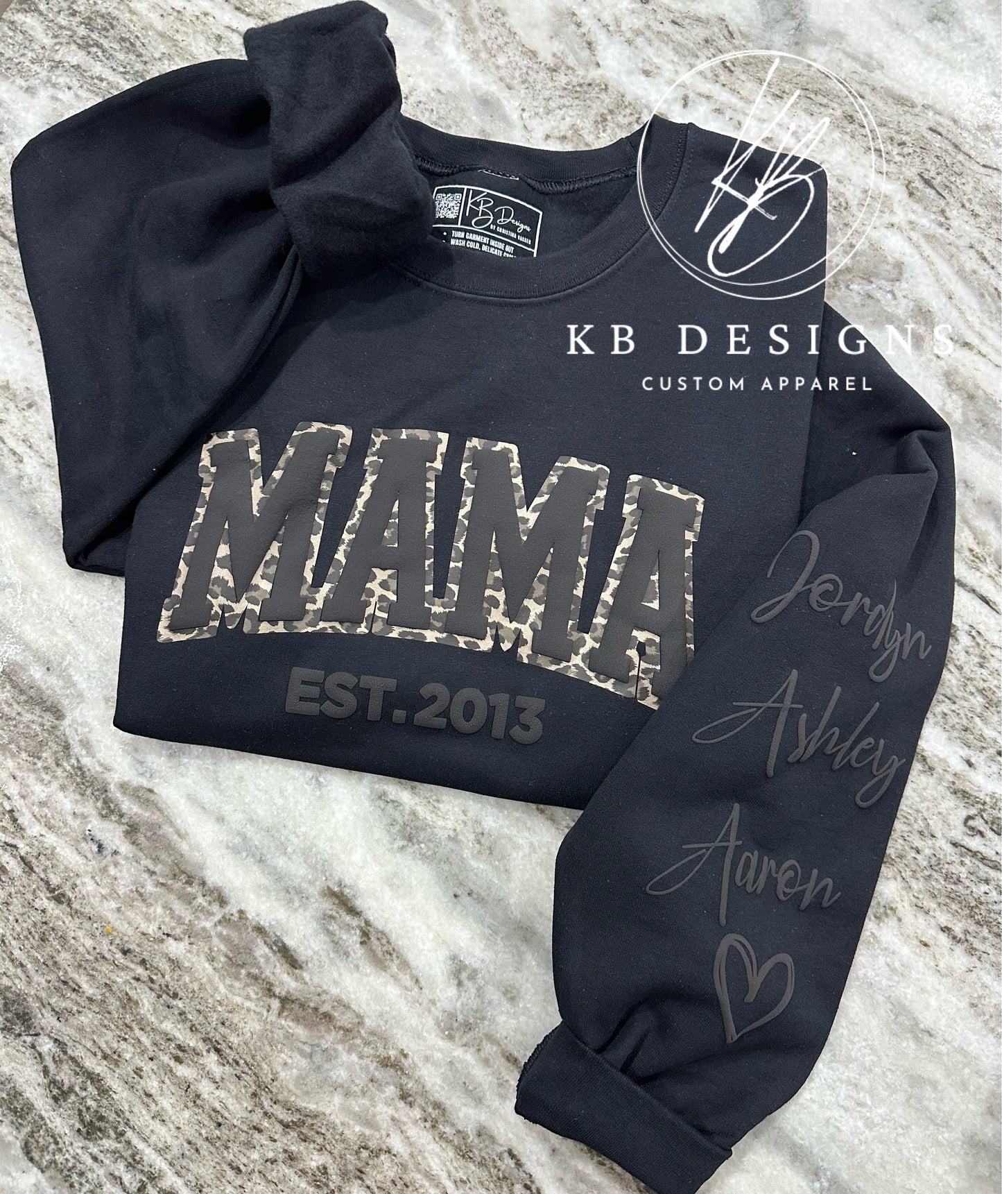 Personalized MAMA Leopard Puff Sweatshirt