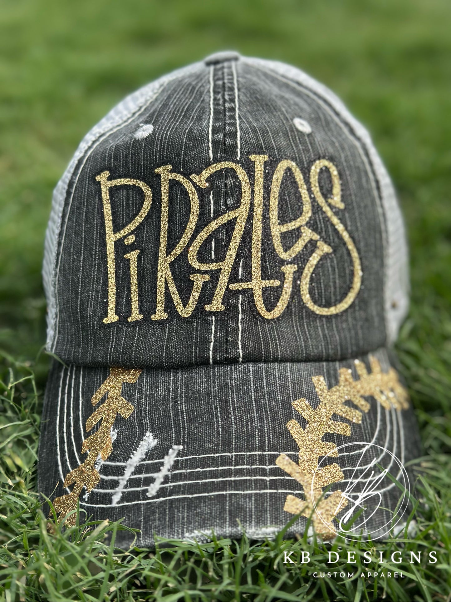 Baseball/Softball Seam Distressed Twill Glitter Hat