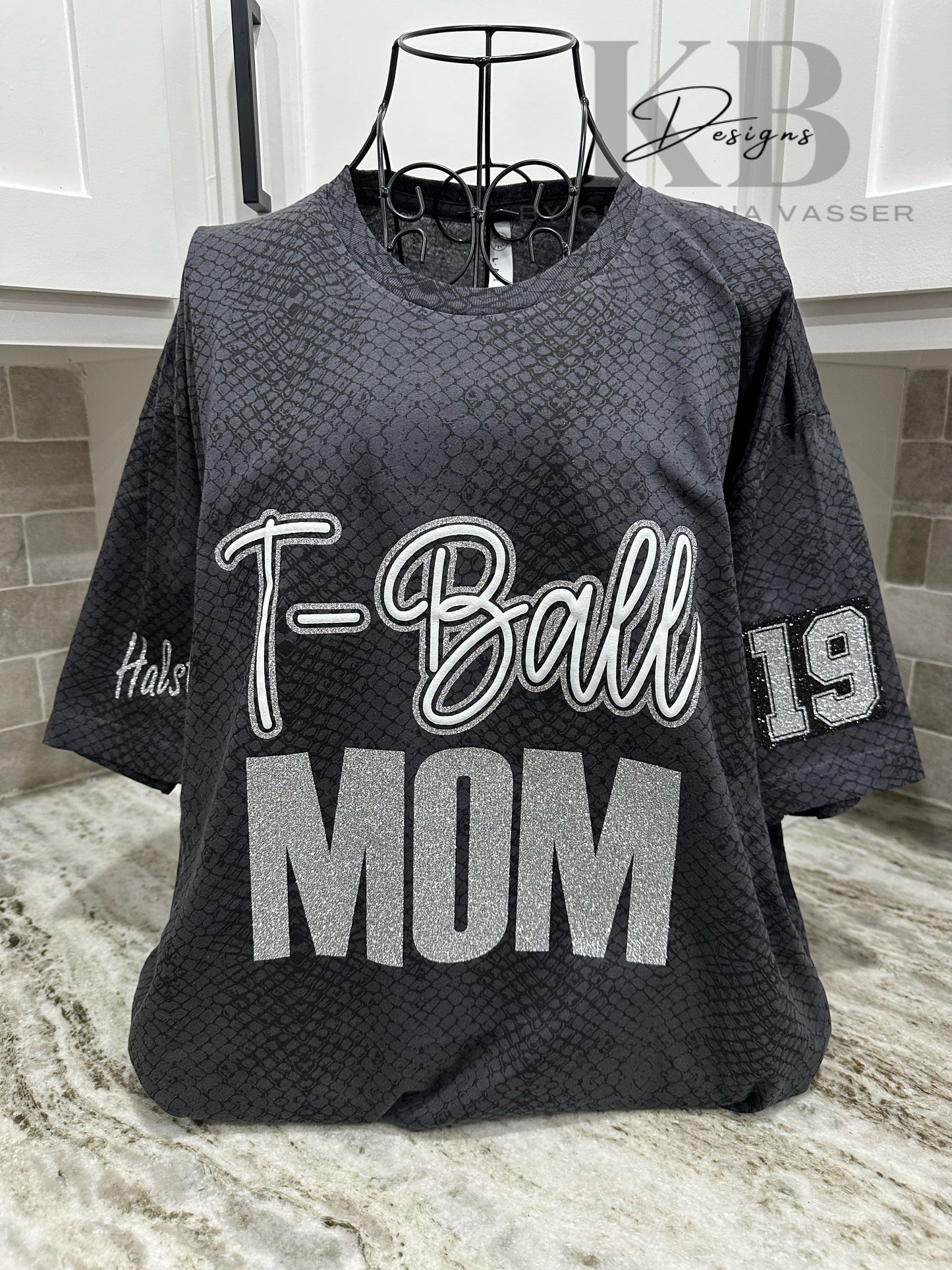 T-Ball Mom Reptile glitter & puff Tee