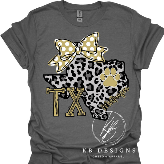 Bulldogs Town/Mascot Leopard TX W/Bow