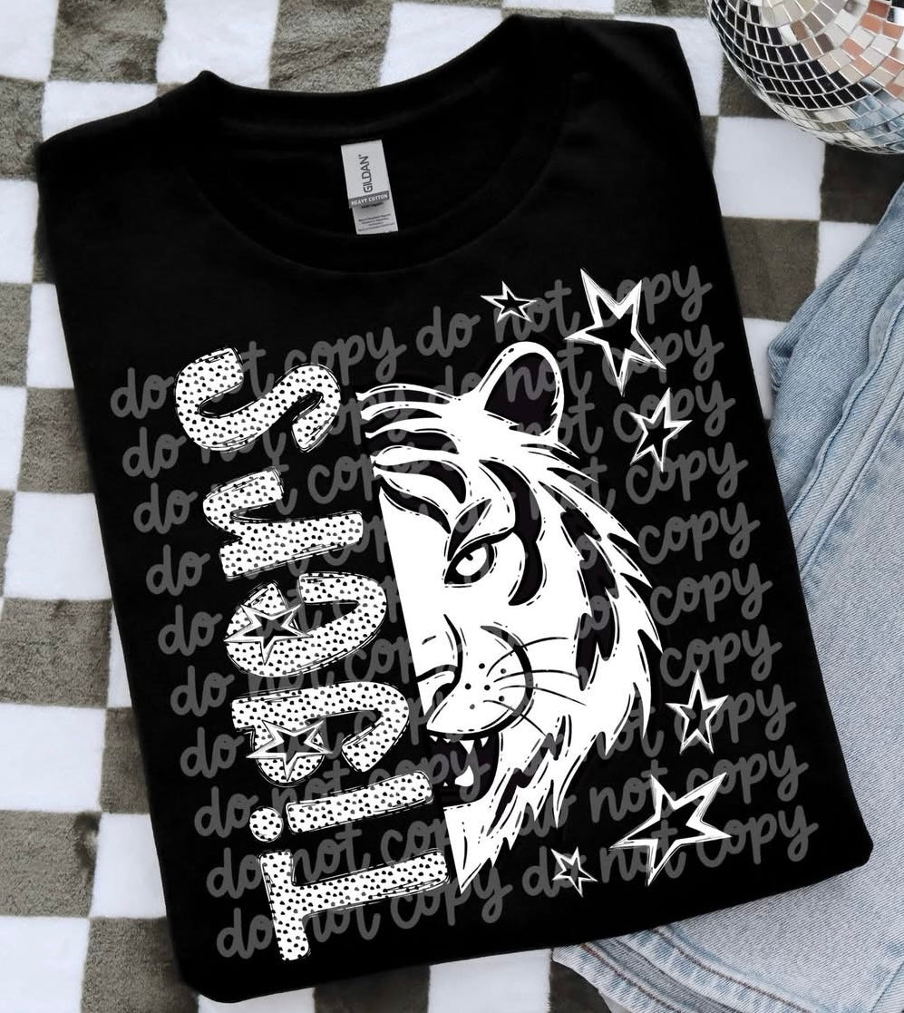 Bulldogs Half Face Black & White Mascot Tee