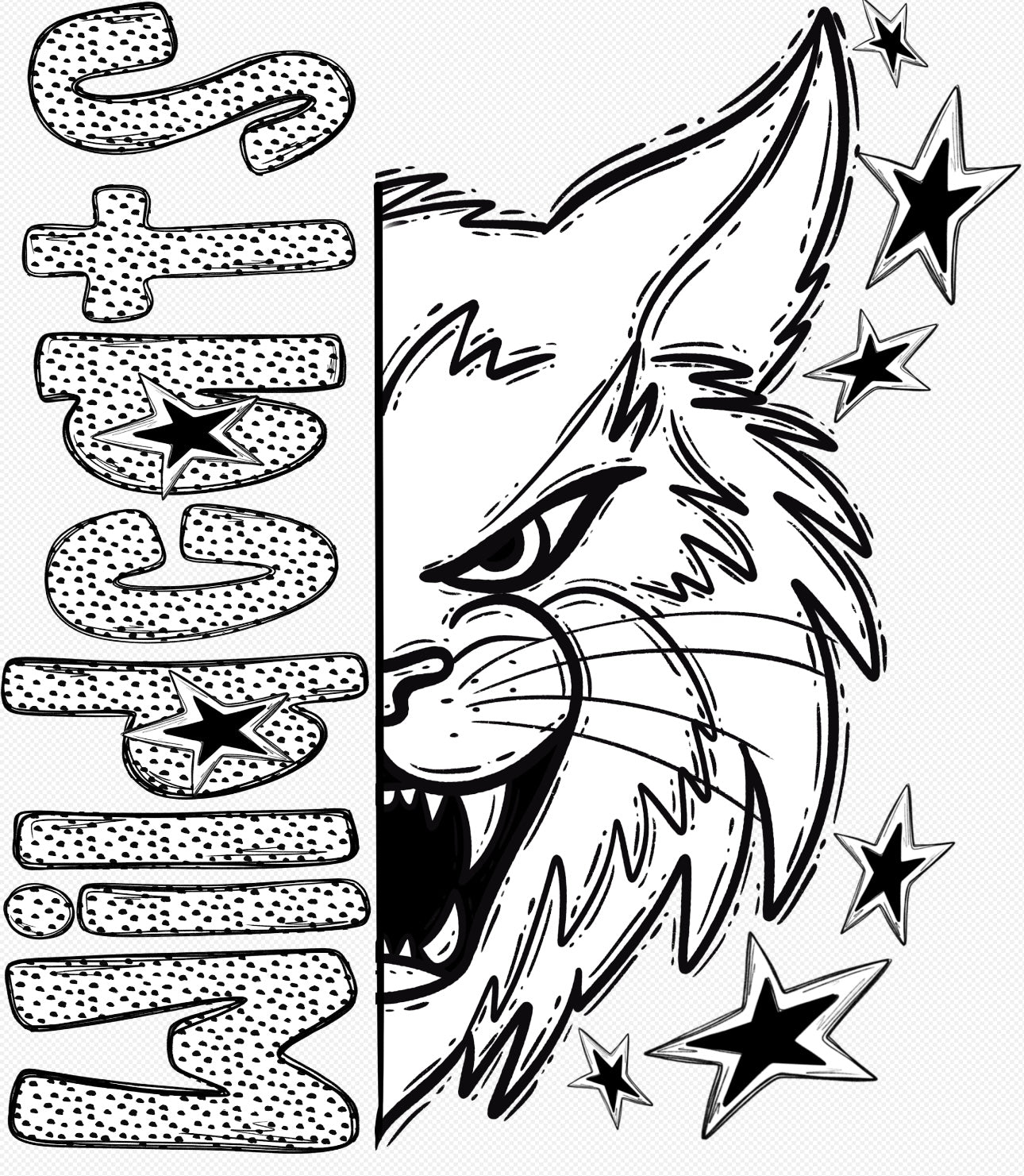 Bulldogs Half Face Black & White Mascot Tee