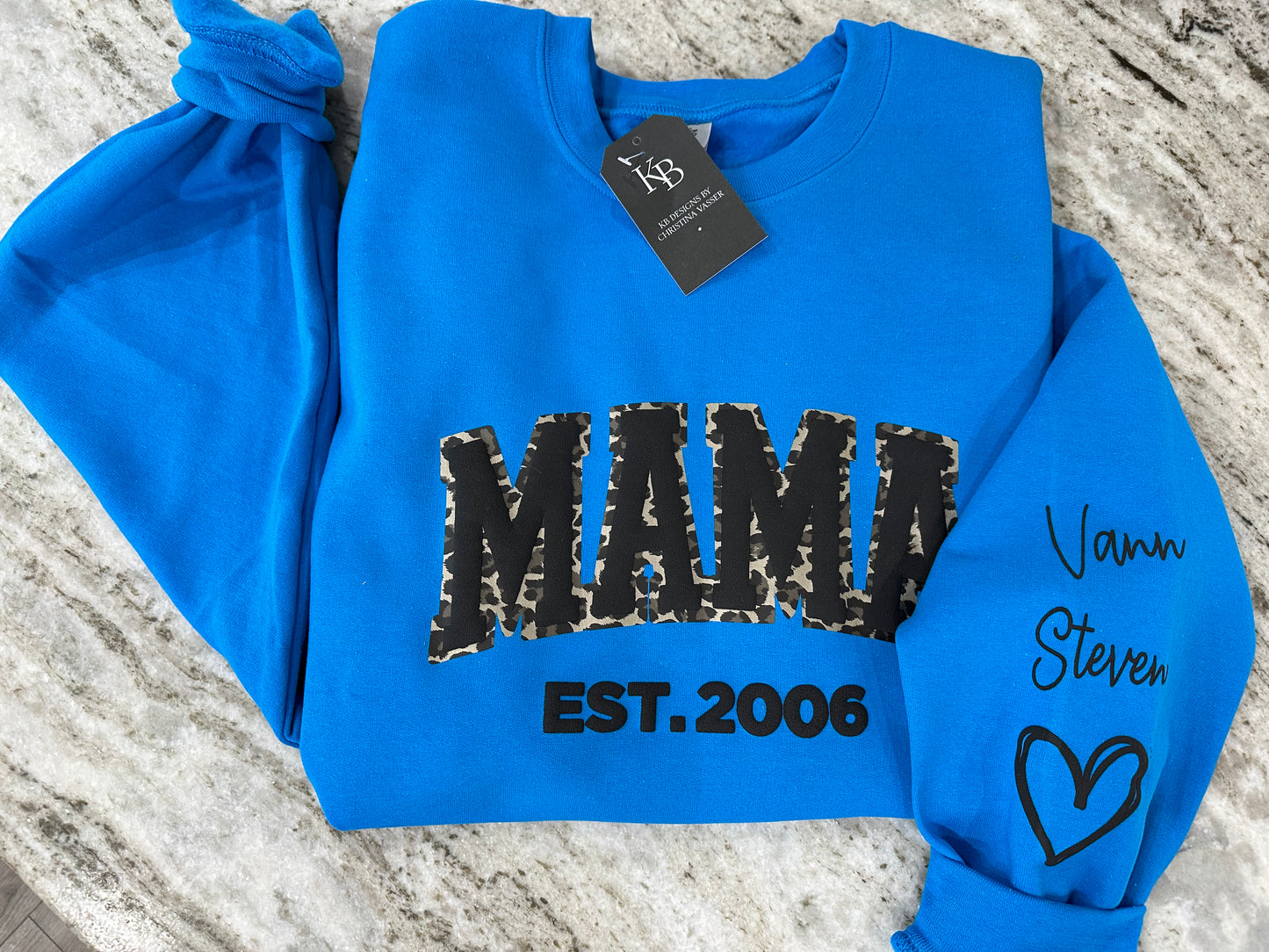 Personalized MAMA Leopard Puff Sweatshirt