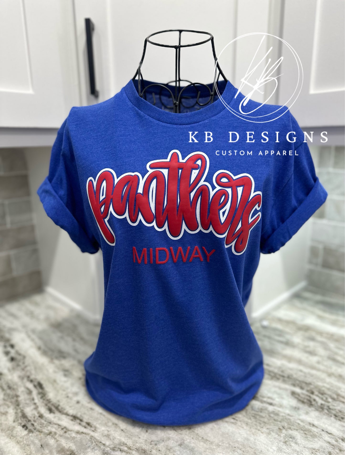 Cursive Panthers W/Town in Glitter & Puff