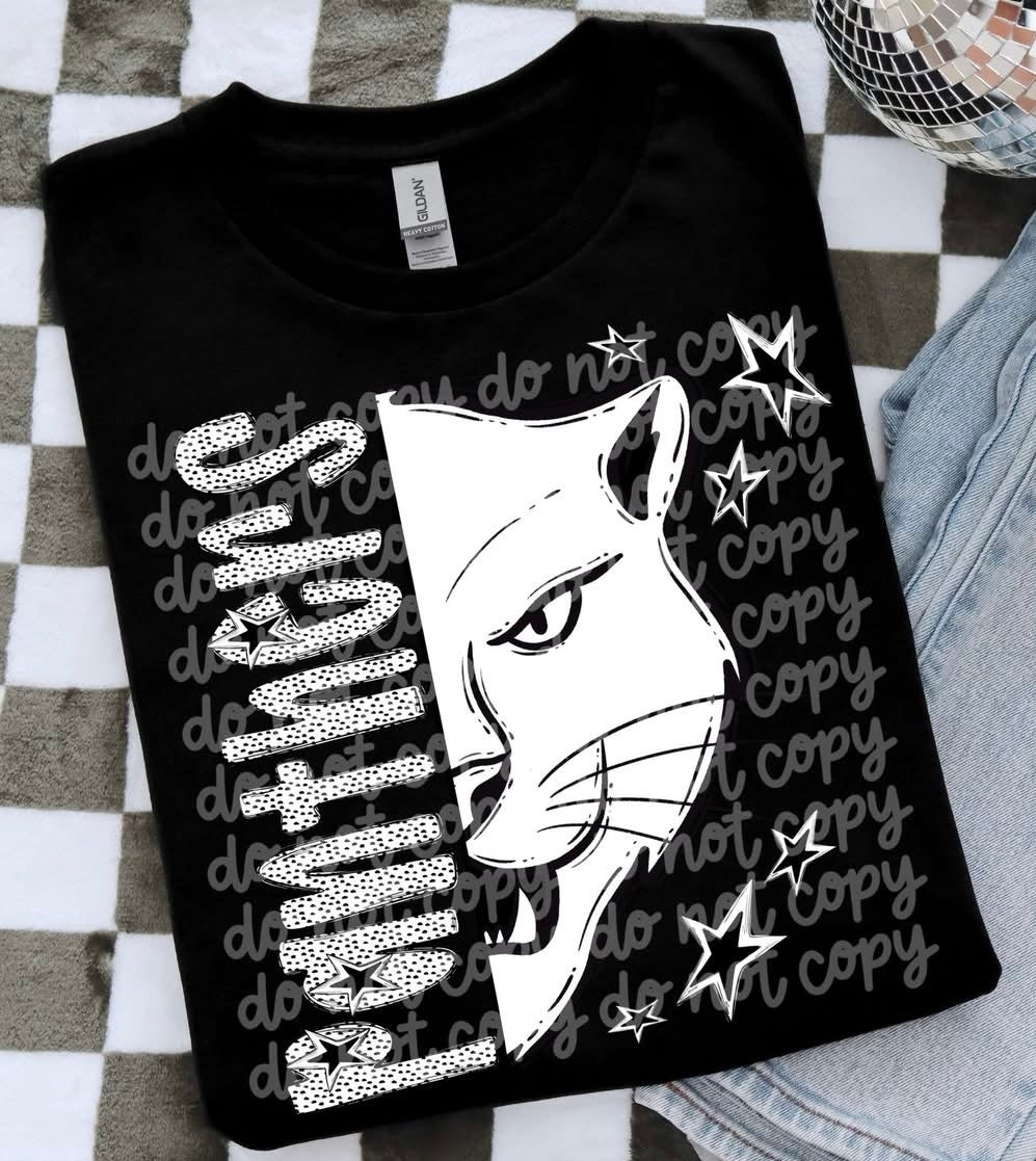 Bulldogs Half Face Black & White Mascot Tee