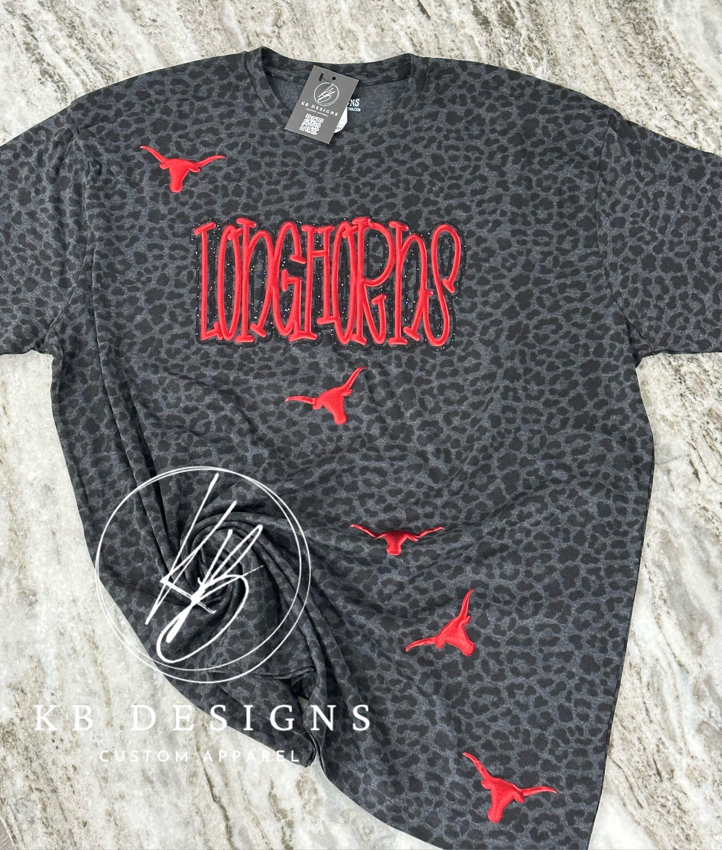 Longhorns Doodle Glitter & Puff Tee