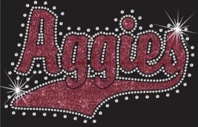 Aggies Glitter & Rhinestone Swoosh