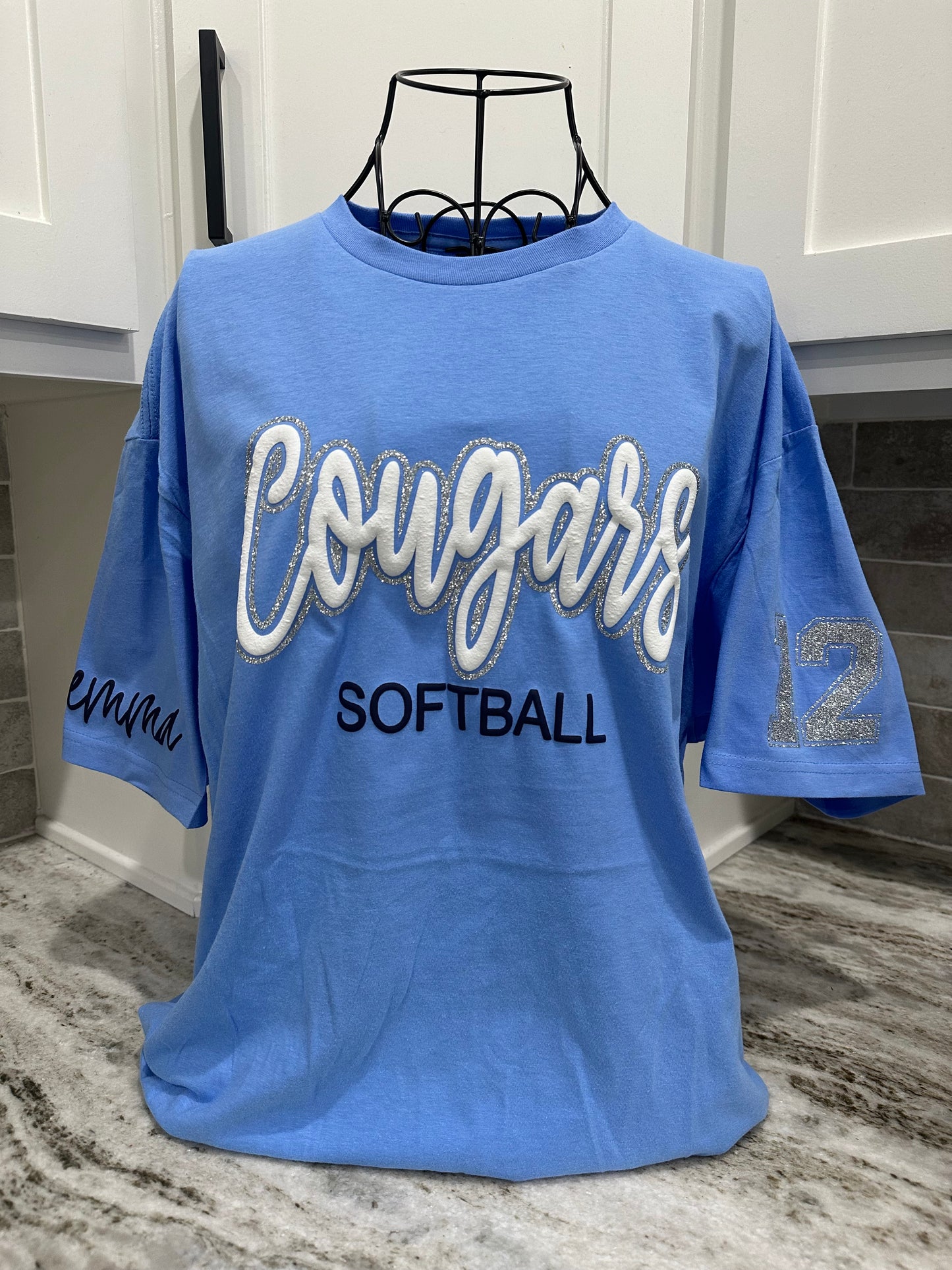 Personalized Sports Glitter & Puff Tee