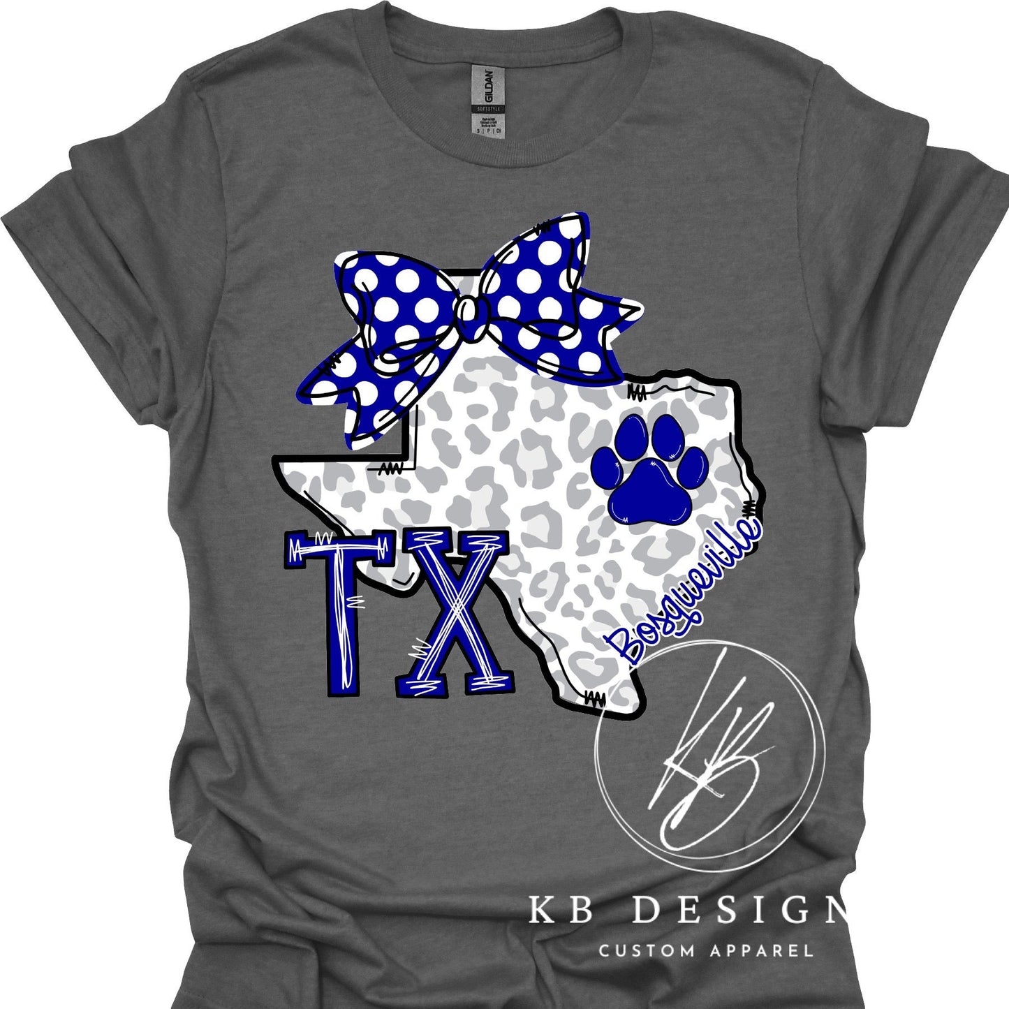 Bulldogs Town/Mascot Leopard TX W/Bow