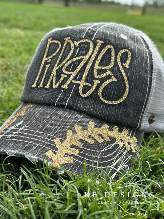 Baseball/Softball Seam Distressed Twill Glitter Hat