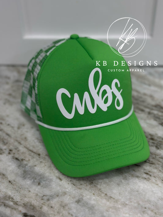 Cubs Checkered Trucker Hat