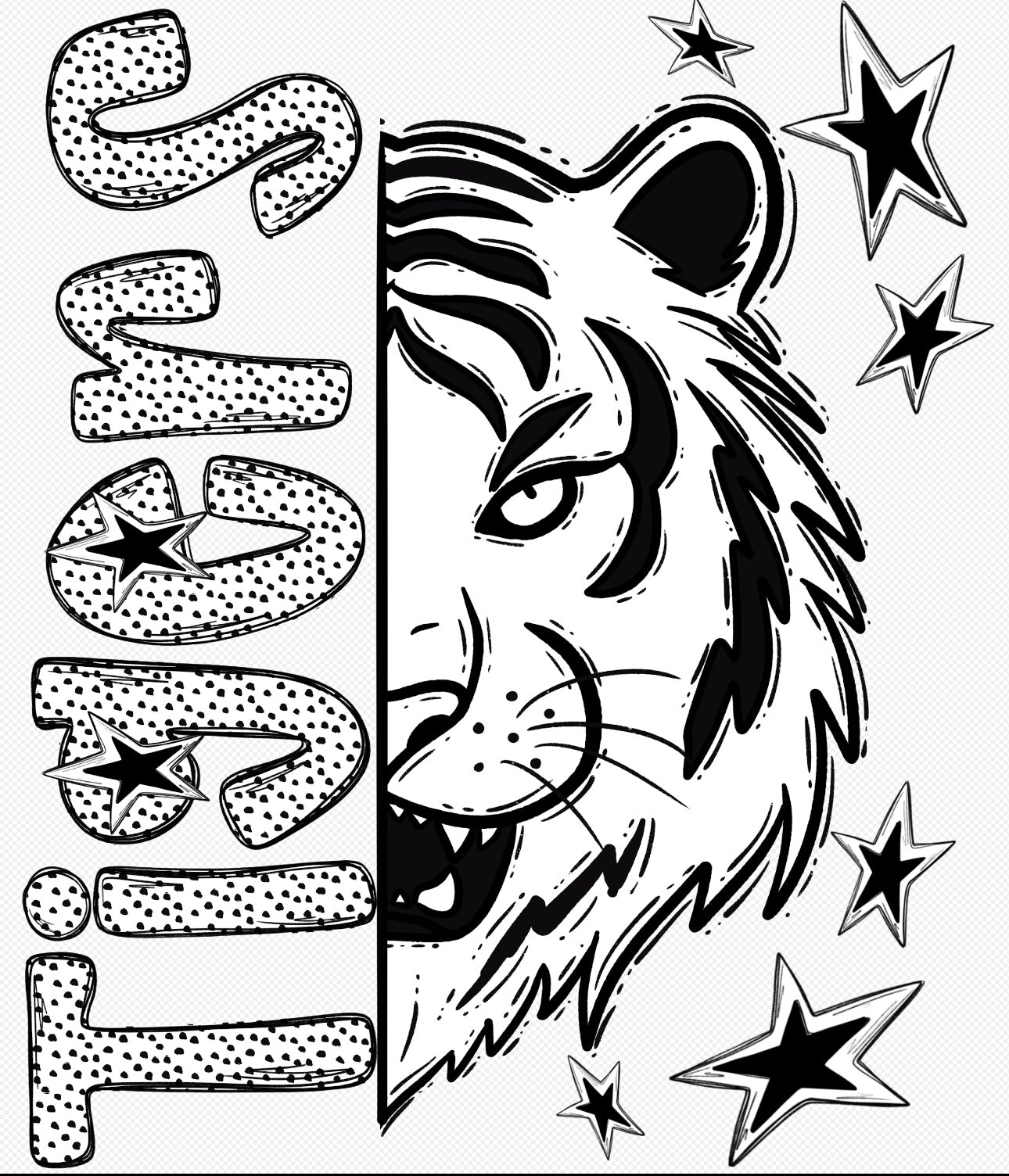 Bulldogs Half Face Black & White Mascot Tee