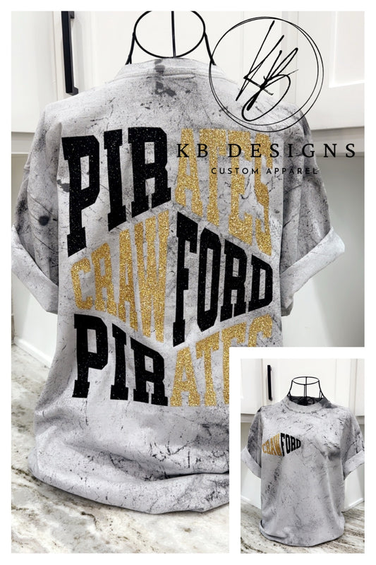 Pirates Zig Zag  Glitter Spirit tee