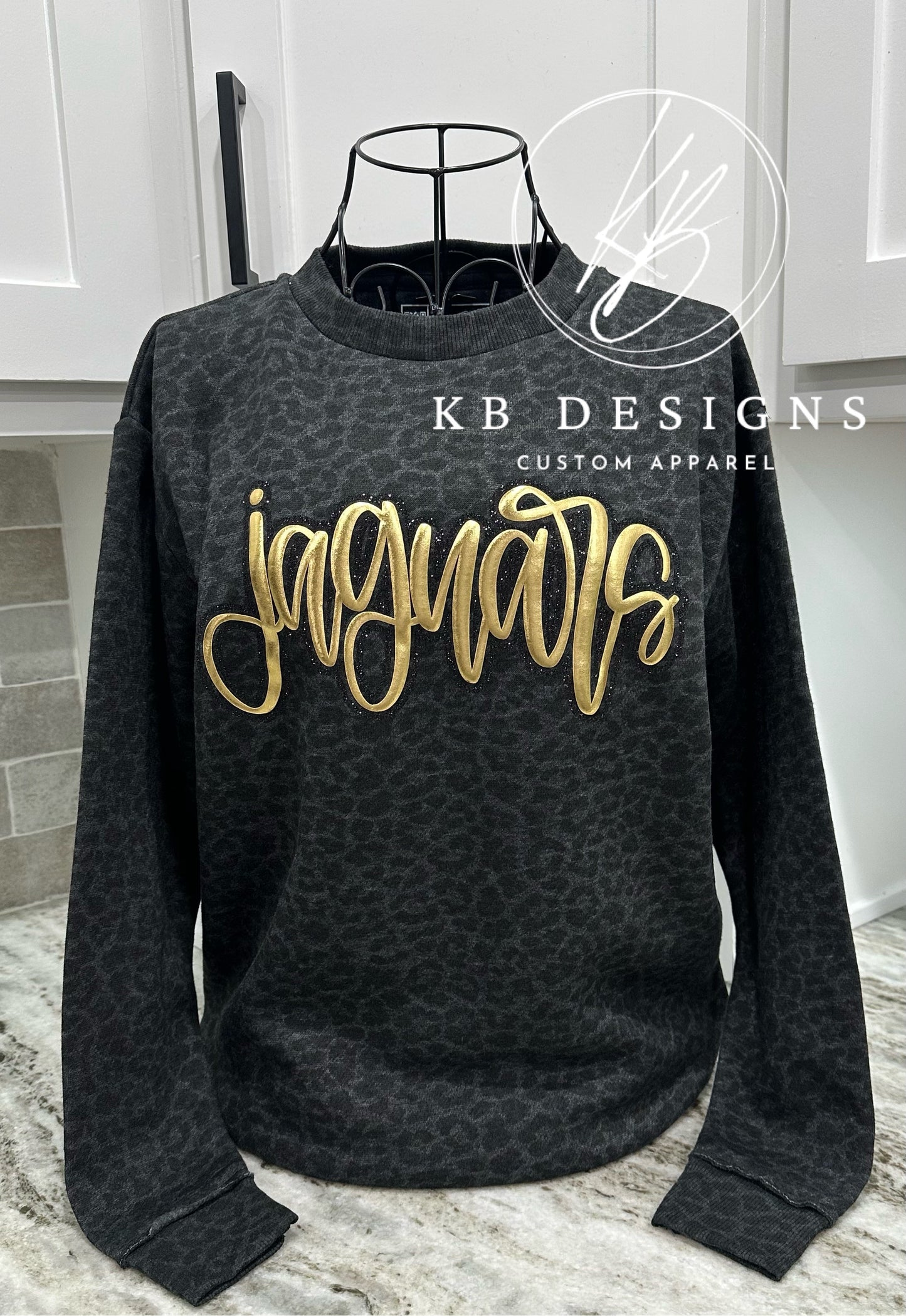 Custom Mascot Leopard Glitter and Puff Tee
