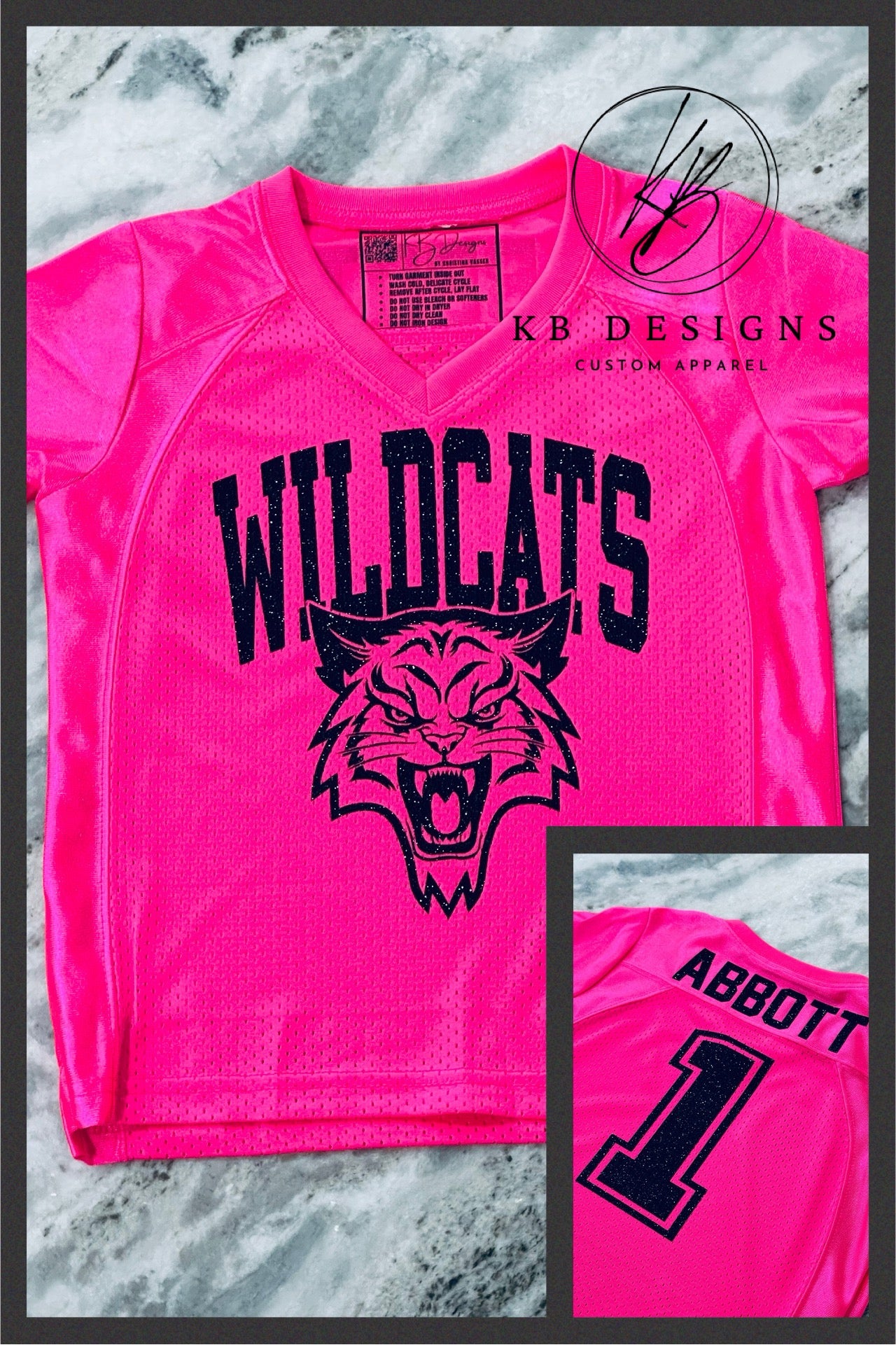 Custom YOUTH Mascot Pinkout Glitter Jersey