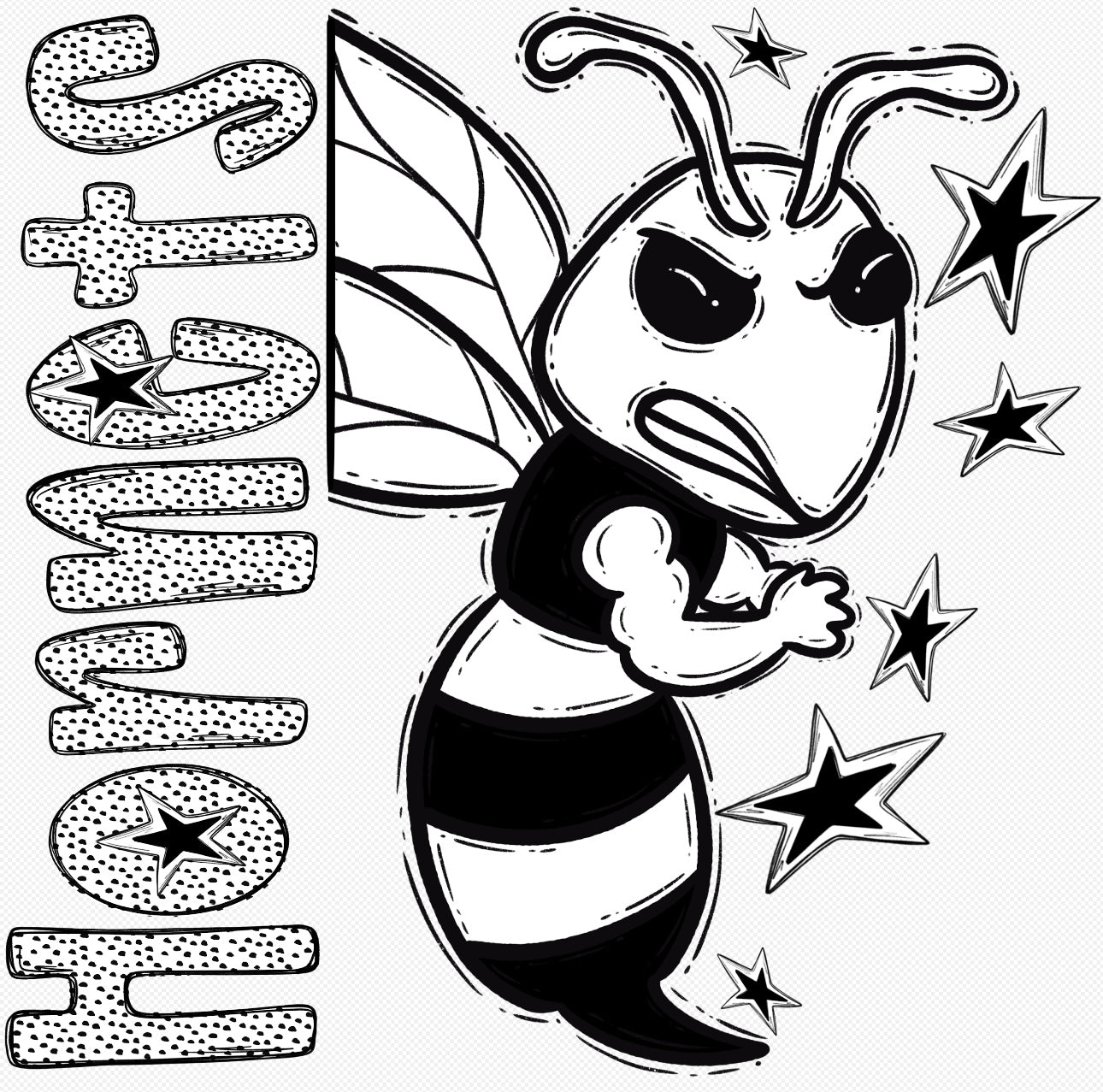 Bulldogs Half Face Black & White Mascot Tee