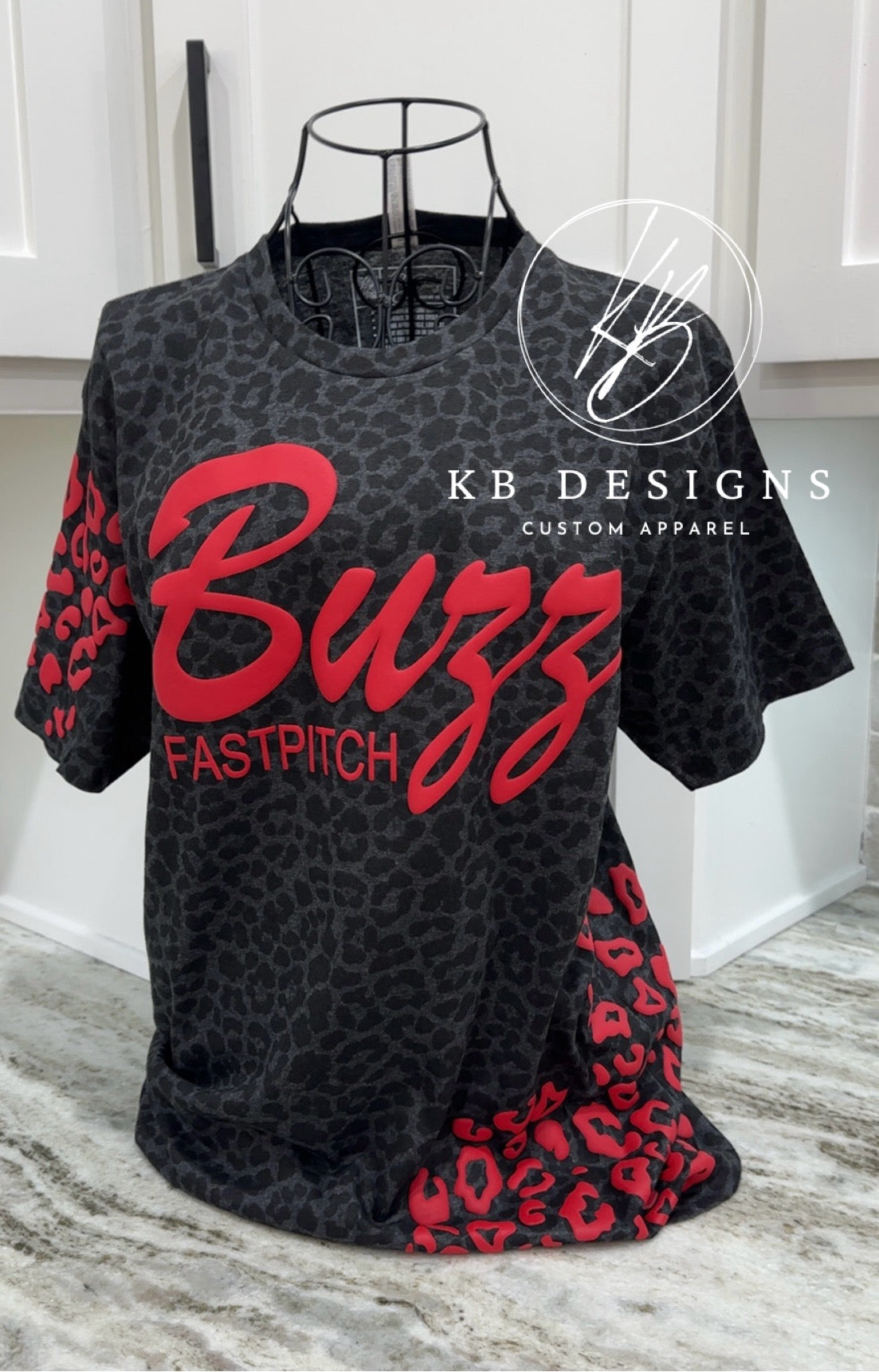 Custom Mascot Cheetah Side Sleeve Puff Tee