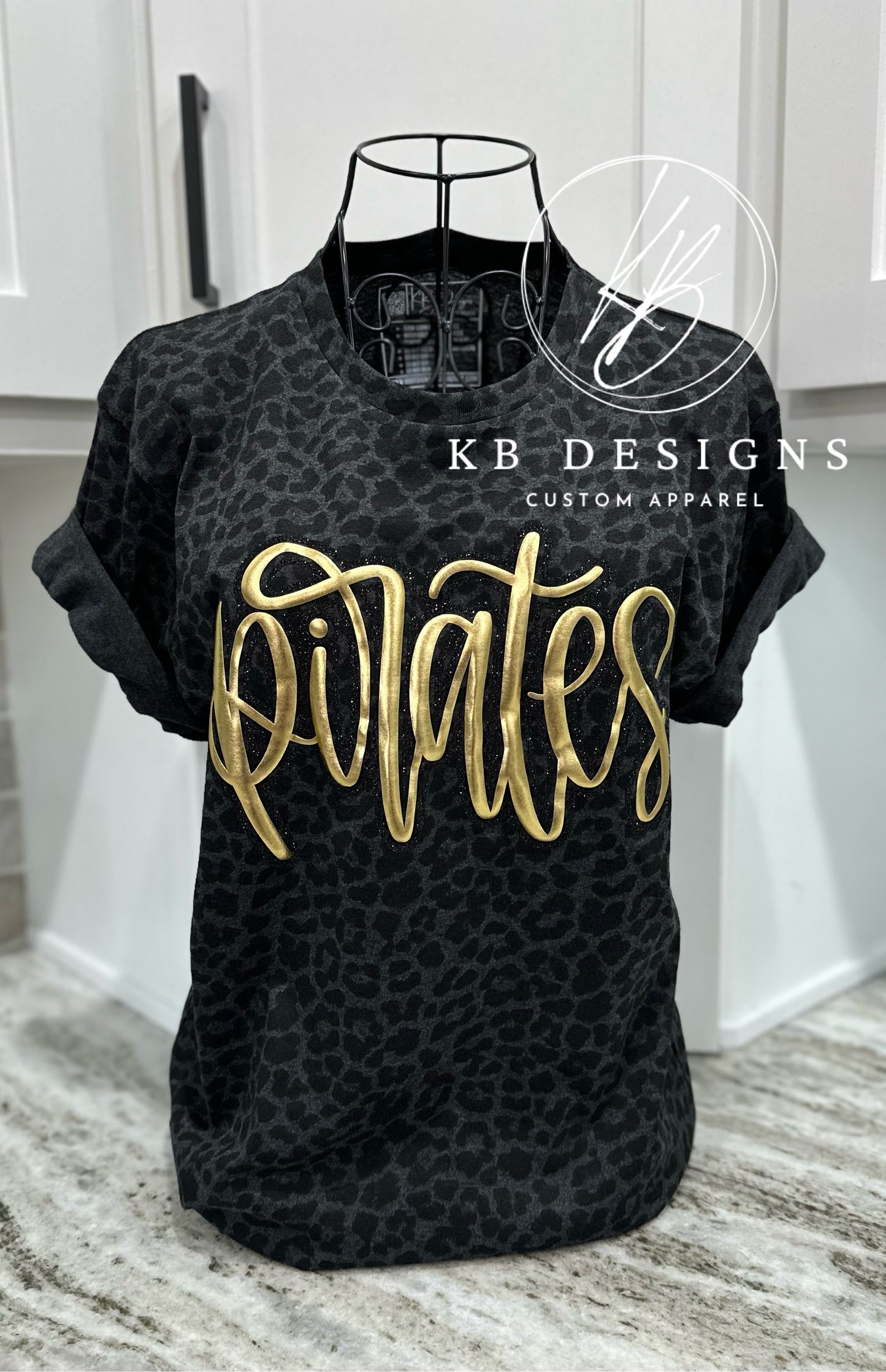 Custom Mascot Leopard Glitter and Puff Tee