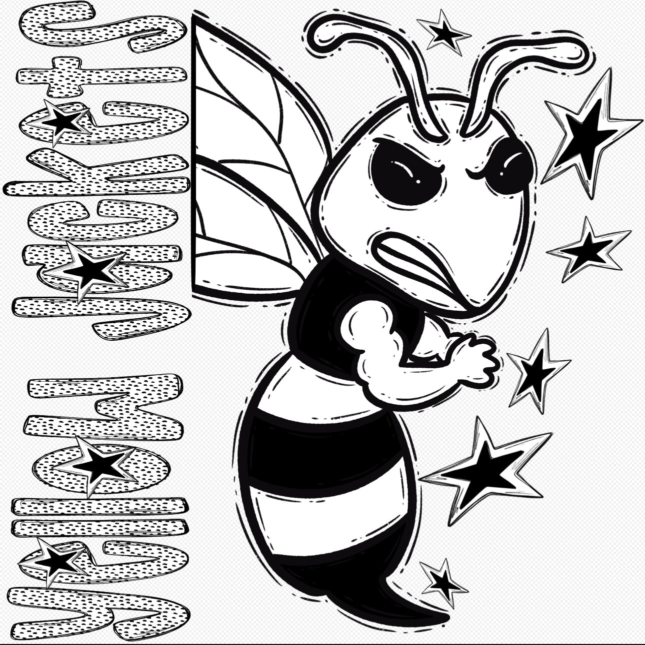 Bulldogs Half Face Black & White Mascot Tee