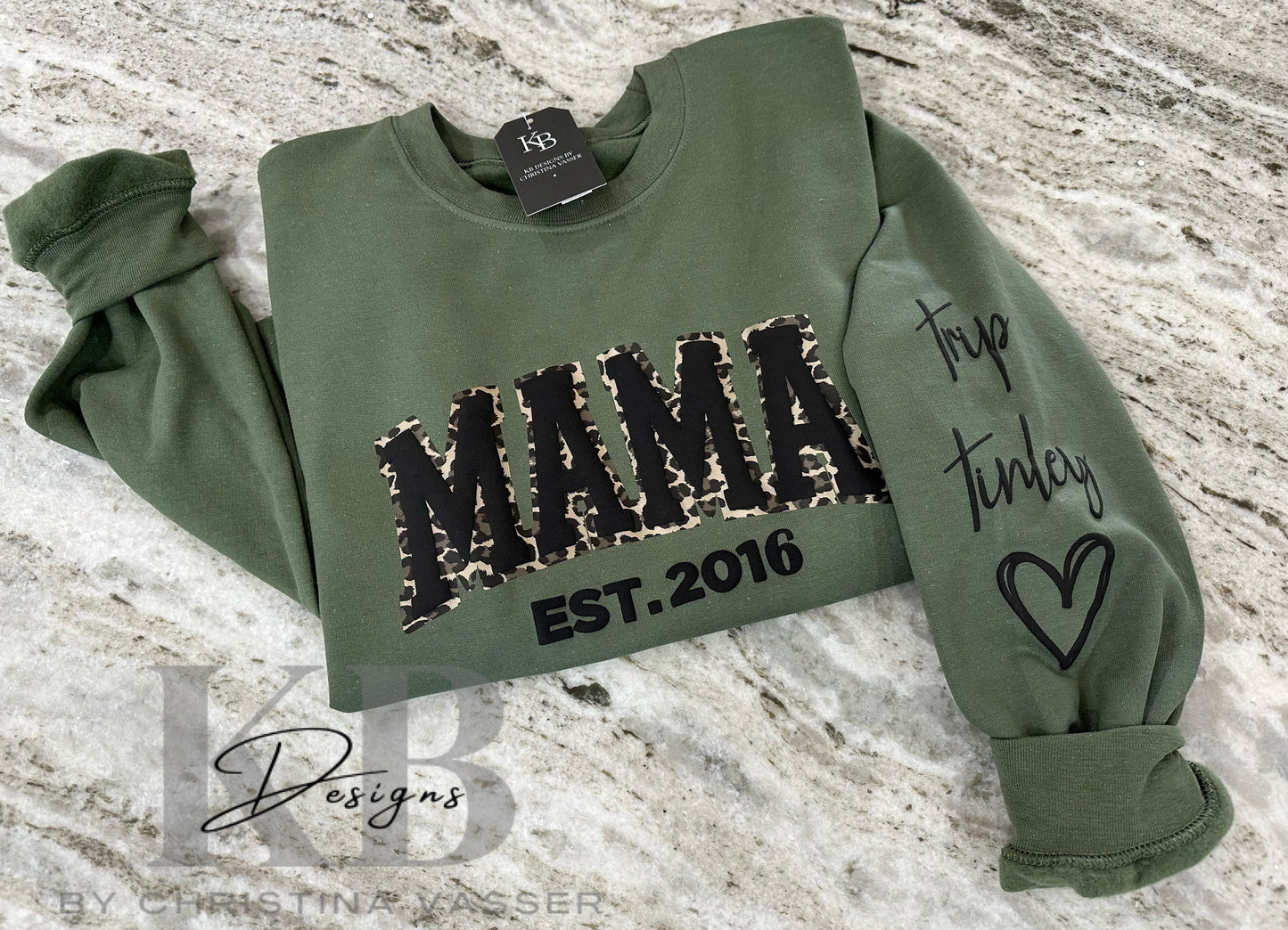 Personalized MAMA Leopard Puff Sweatshirt