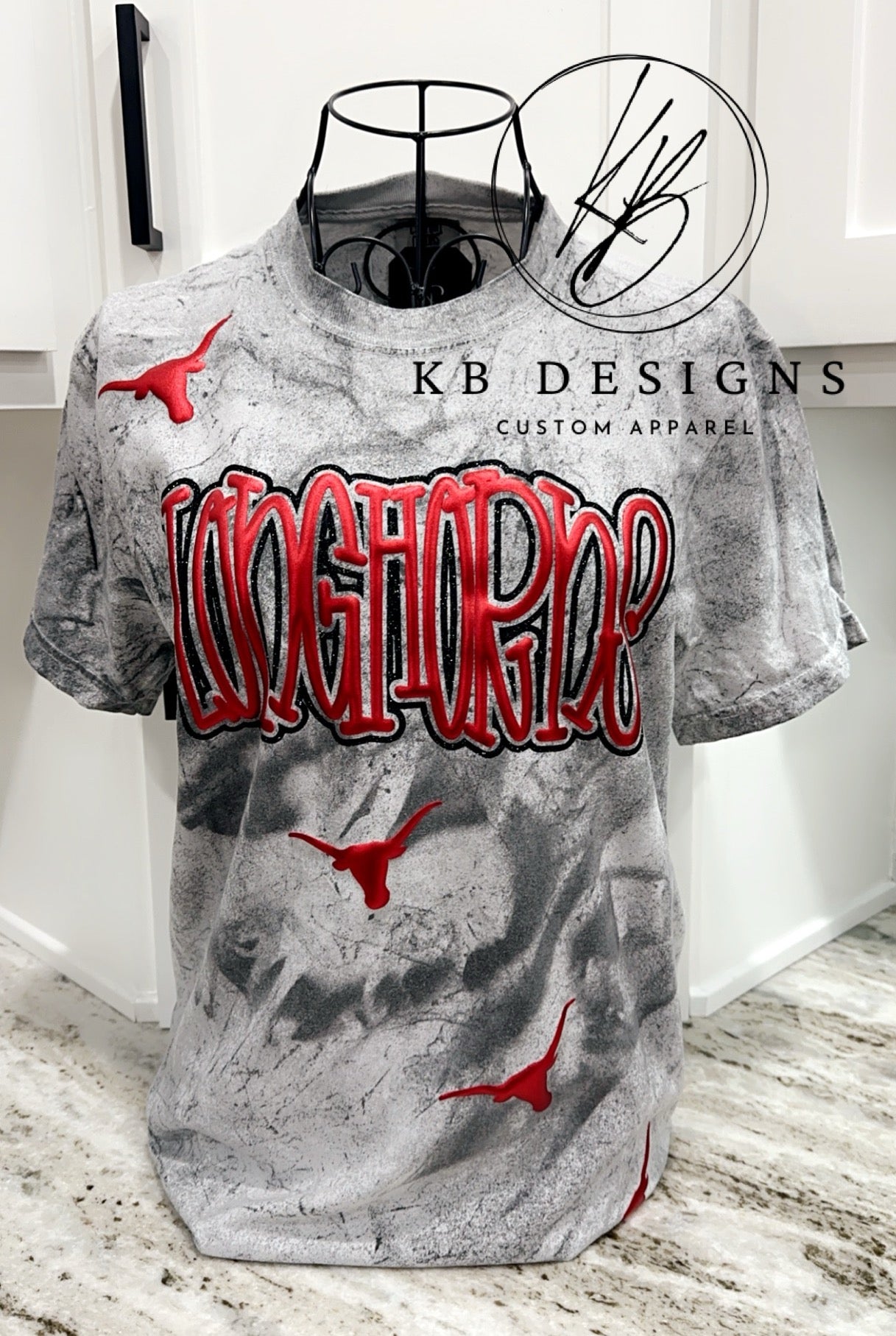 Longhorns Doodle Glitter & Puff Tee