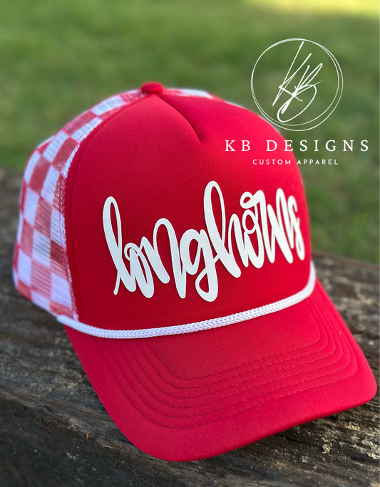 Longhorns Checkered Trucker Hat