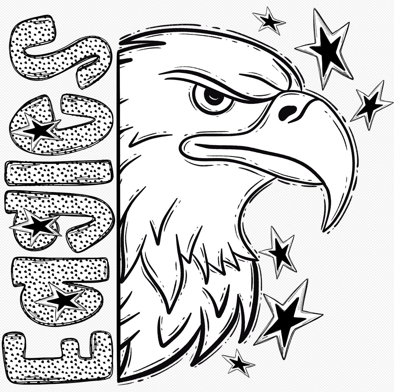 Bulldogs Half Face Black & White Mascot Tee