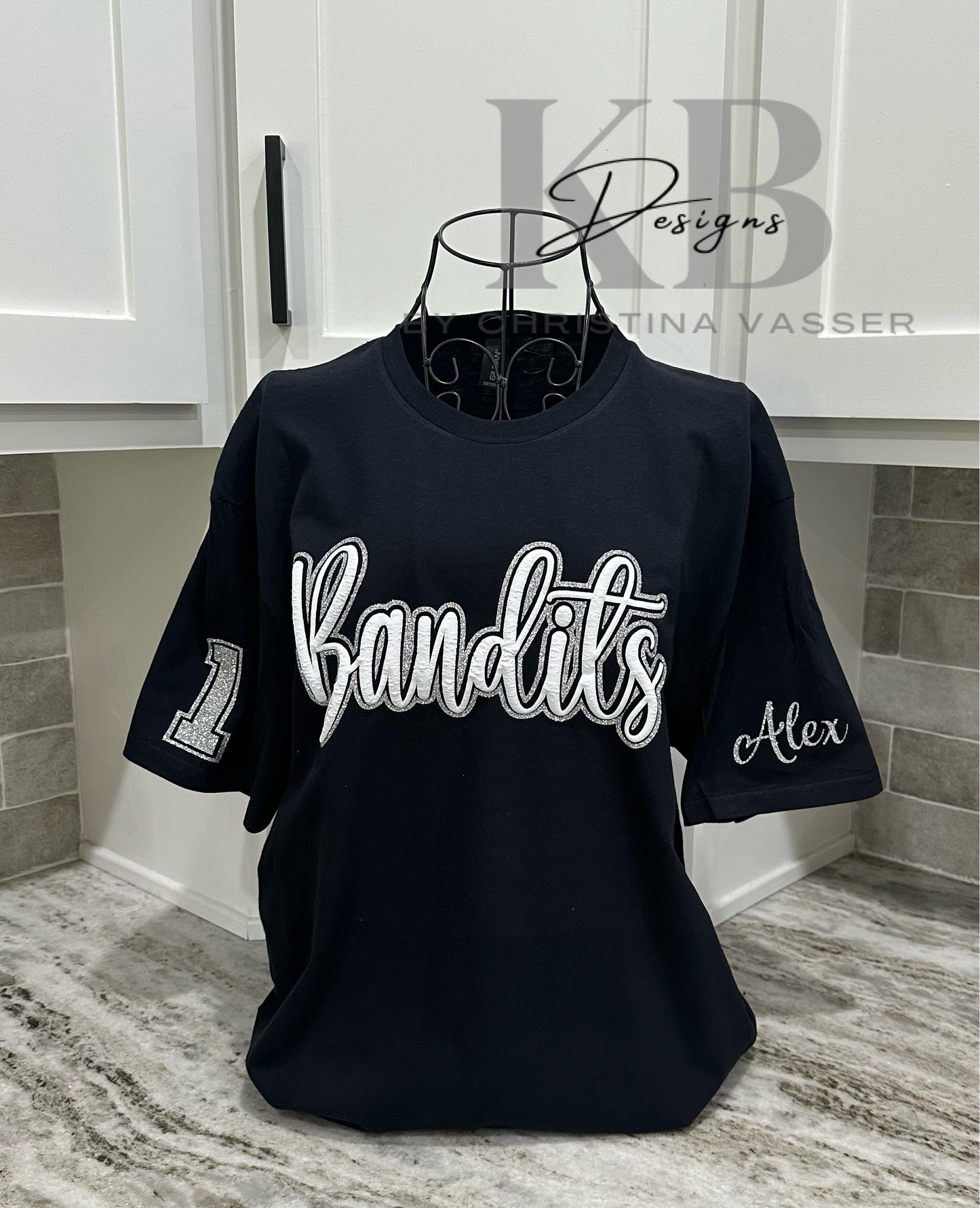 Personalized Sports Glitter & Puff Tee