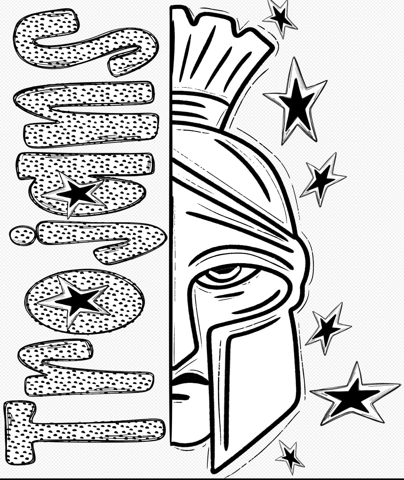 Bulldogs Half Face Black & White Mascot Tee