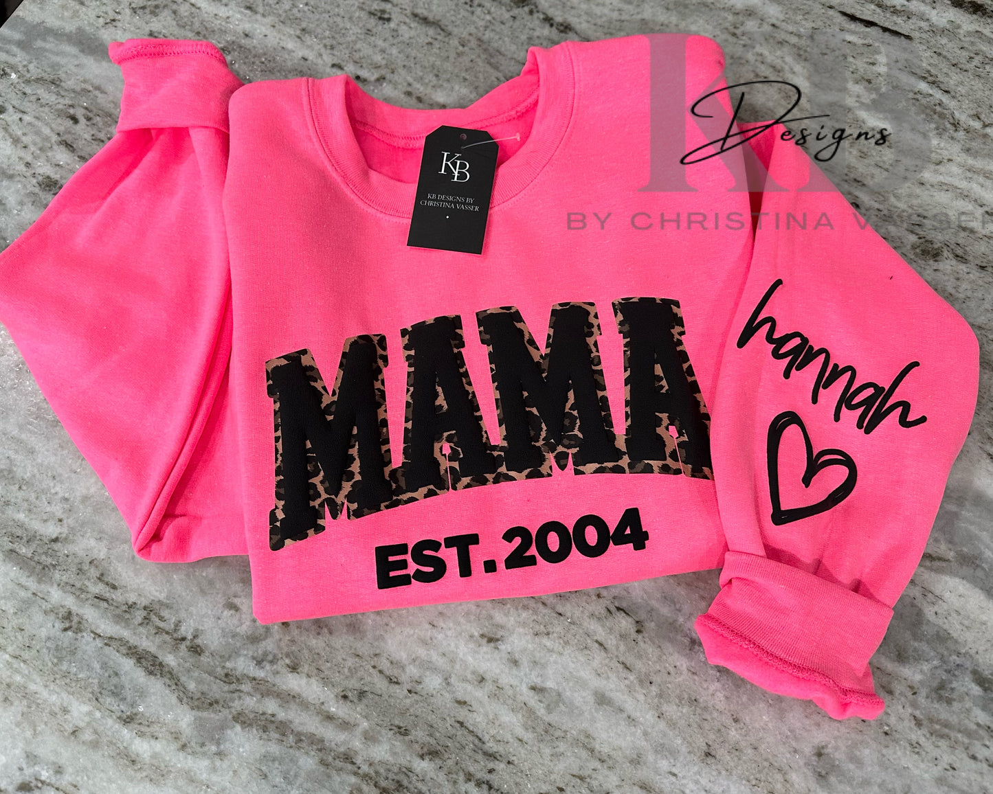 Personalized MAMA Leopard Puff Sweatshirt