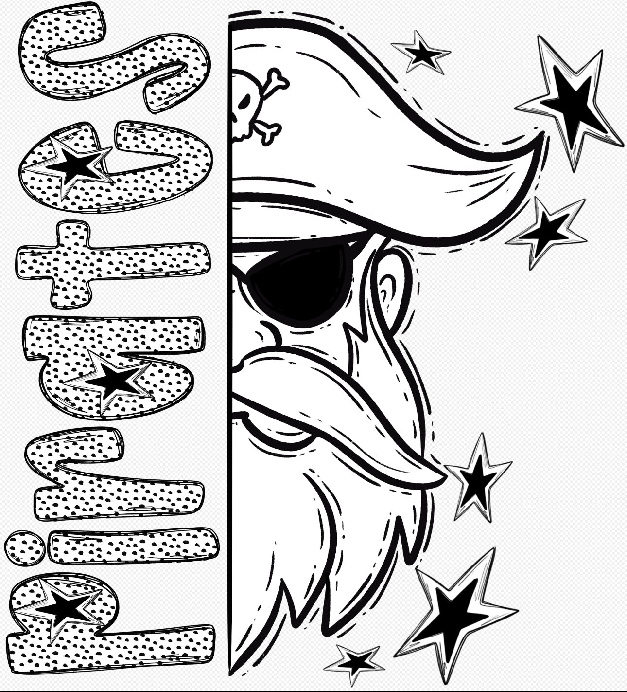 Bulldogs Half Face Black & White Mascot Tee