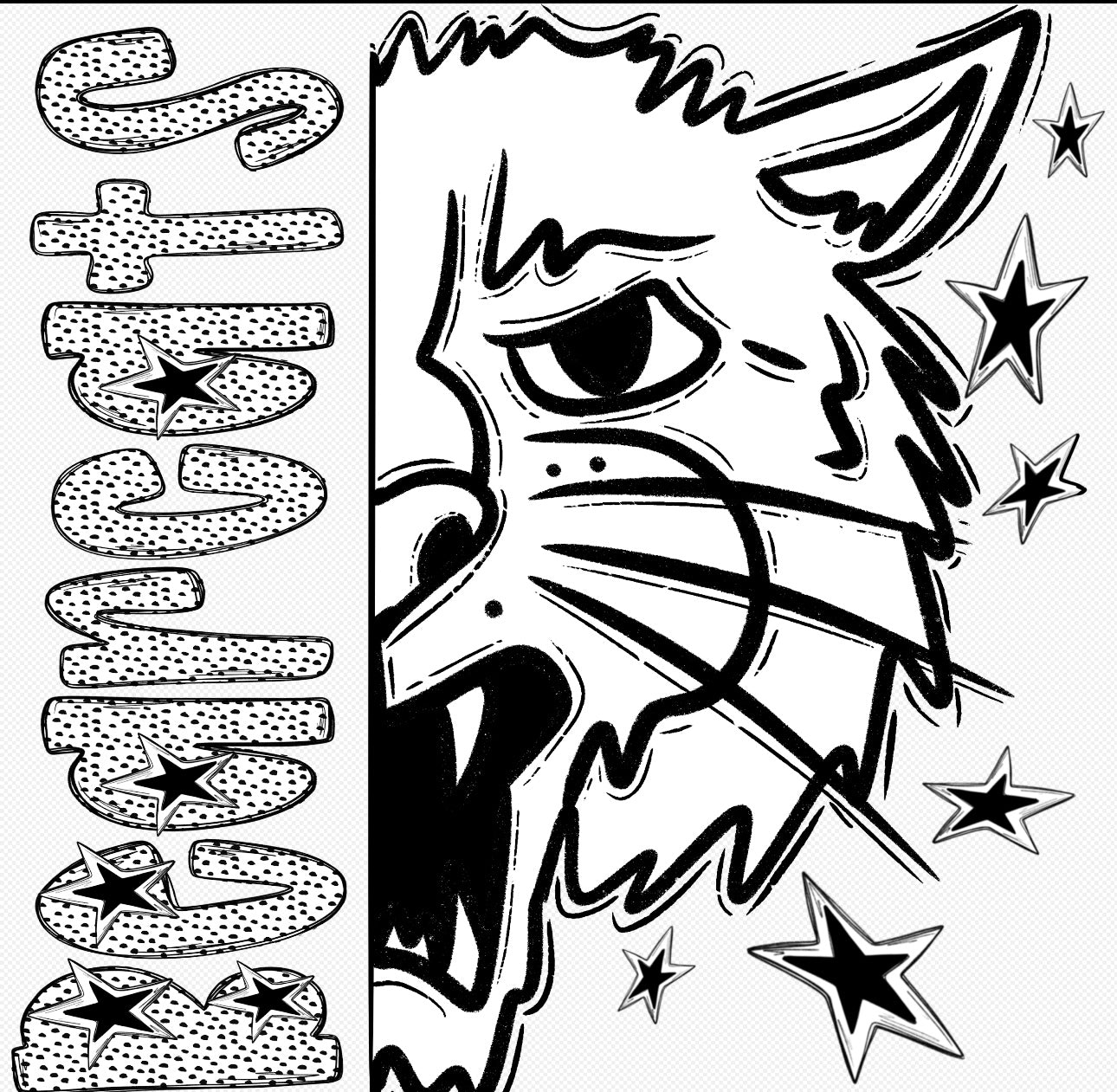 Bulldogs Half Face Black & White Mascot Tee