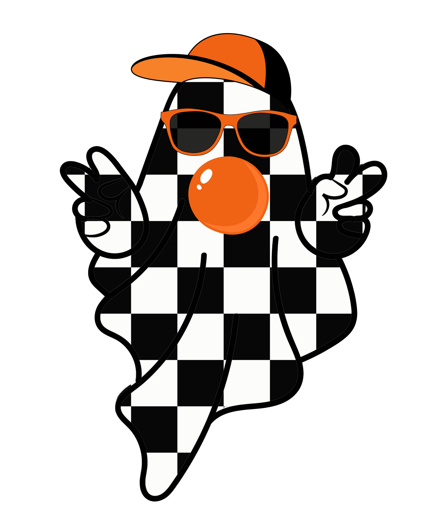 Orange Checkered Bubblegum Ghost