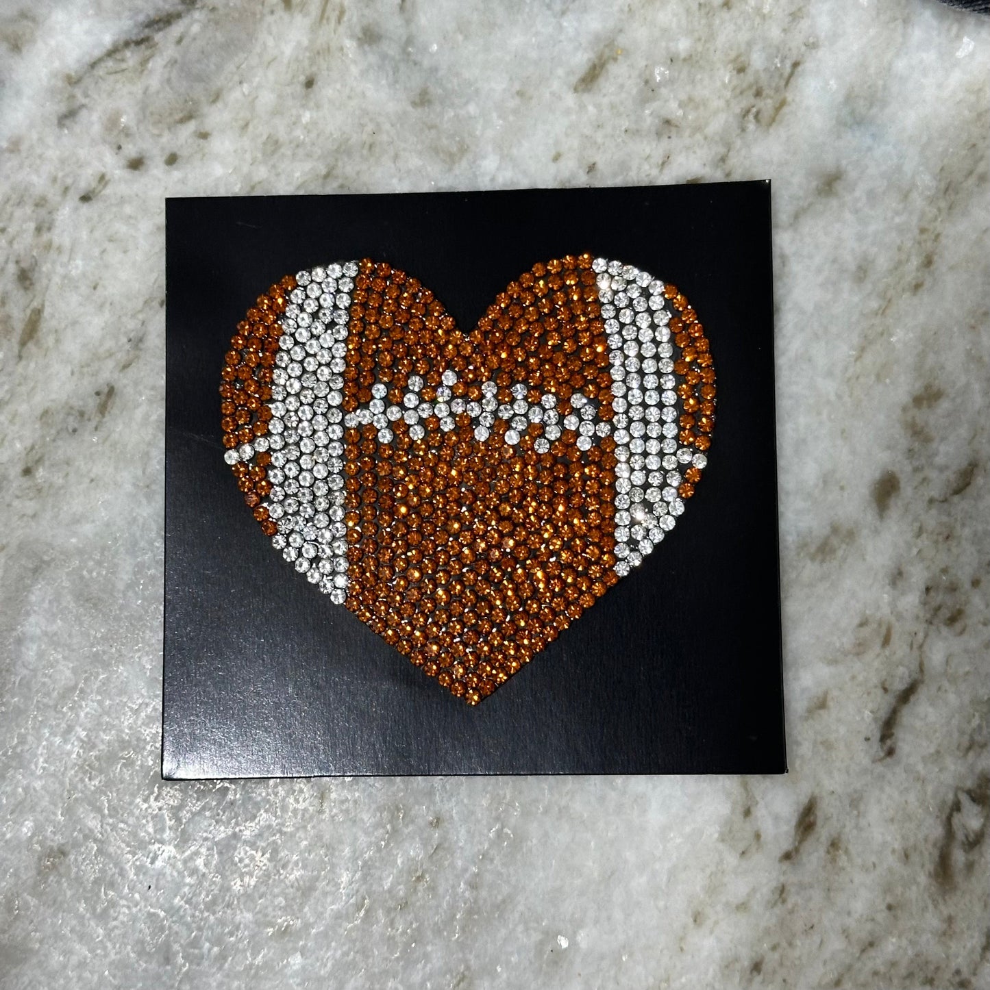 Rhinestone Football Heart Distressed Hat