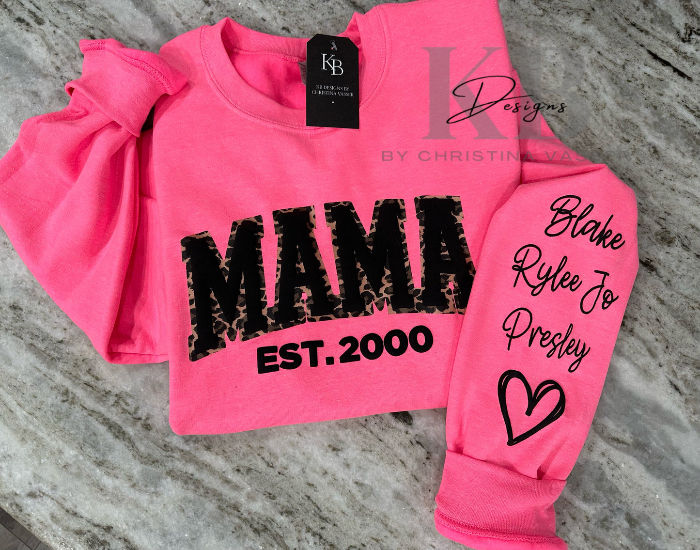 Personalized MAMA Leopard Puff Sweatshirt