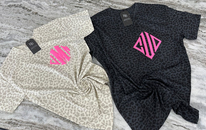 Leopard Monogram puff Tee