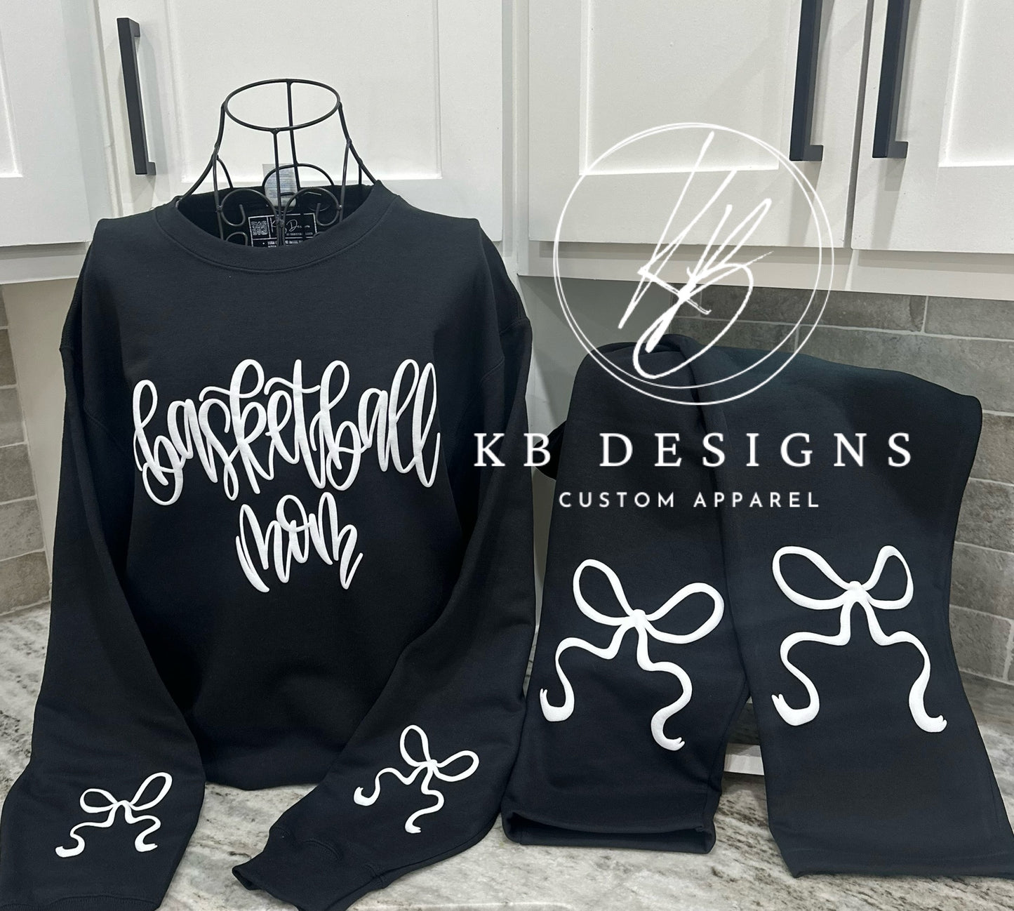 Basketball Mom W/Puff Bows jogger set