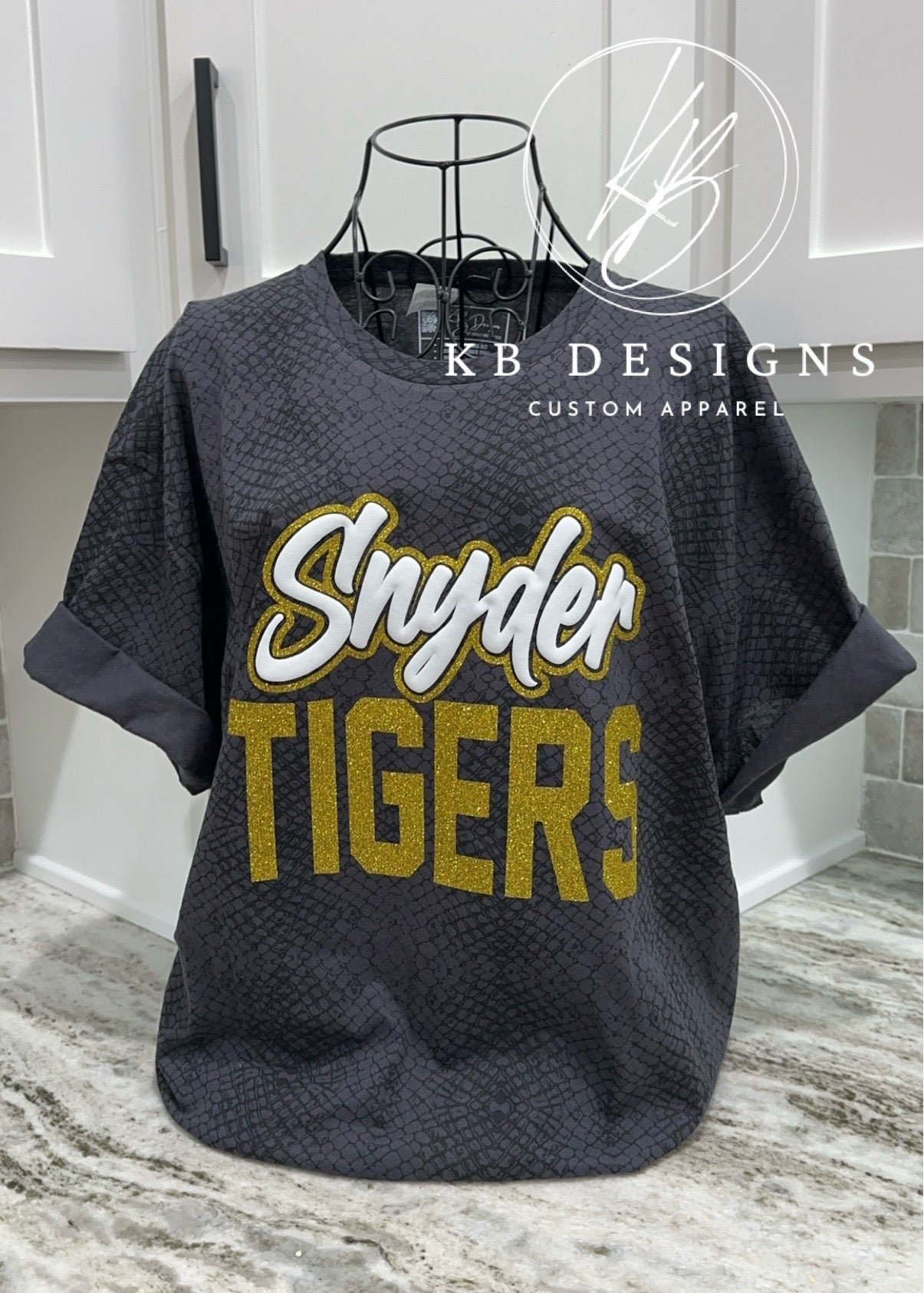 Custom Reptile Mascot glitter & puff Tee