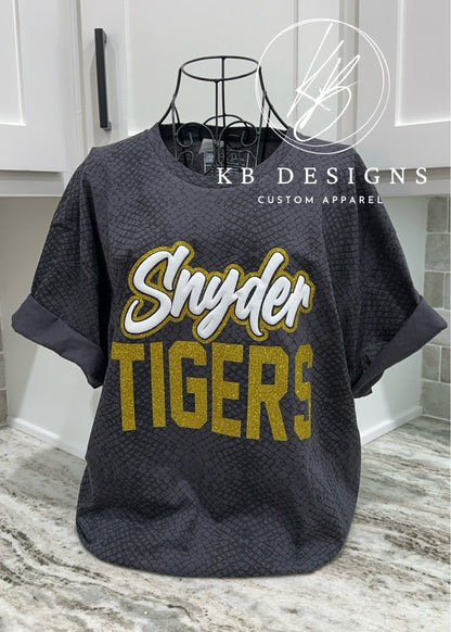 Custom Reptile Mascot glitter & puff Tee